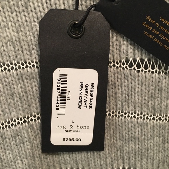 NWT rag&bone Grey Penn Crew Neck Striped Sweater - Picture 9 of 10